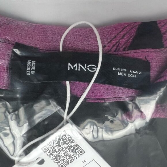 Mango - Ladies Printed Chiffon Dress - Black/Purple. Size: XS. NWT - Picture 4 of 13